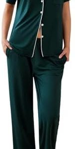 Ekouaer Women Pajamas Set | Soft Short Sleeve Sleepwear | Comfortable Nightwear for Women | Relaxing Home Pants Set | S-