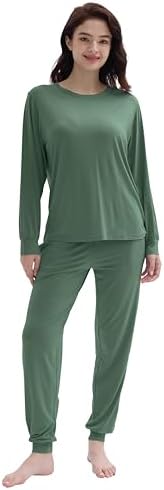 Joyaria Bamboo Pajamas for Women | Long Sleeve Jogger Set with Pocket & Drawstring | Soft & Comfortable Sleepwear | Perf
