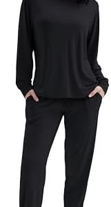 Joyaria Women's Bamboo Viscose Pajamas Set - Ultra Soft Long Sleeve Lounge Set for Comfort & Relaxation - Cooling Jogger