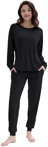 Joyaria Bamboo Pajamas for Women | Long Sleeve Jogger Set with Pocket & Drawstring | Soft & Comfortable Sleepwear | Perf