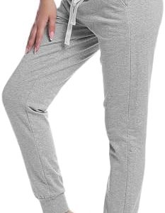 Joyaria Women's Active Yoga Sweatpants - Lightweight Jogger Pants with Pockets for Workout (XXL, Light Grey)