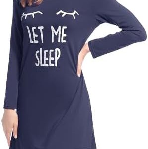 Joyaria Women's Cooling Bamboo Viscose Nightgown - Moisture-Wicking Sleep Dress for Night Sweats | Long Sleeve, Knee-Len