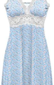 Ekouaer Women's Lace Chemise Nightgown - Elegant Sleepwear for Comfort at Home - Soft Full Slip Lounge Dress - Perfect f